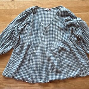 Blue and Tan Dolma Checkered Top